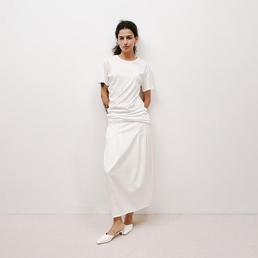 NUTH白色松弛感棉麻堆叠感宽松短袖T恤女 商品图0