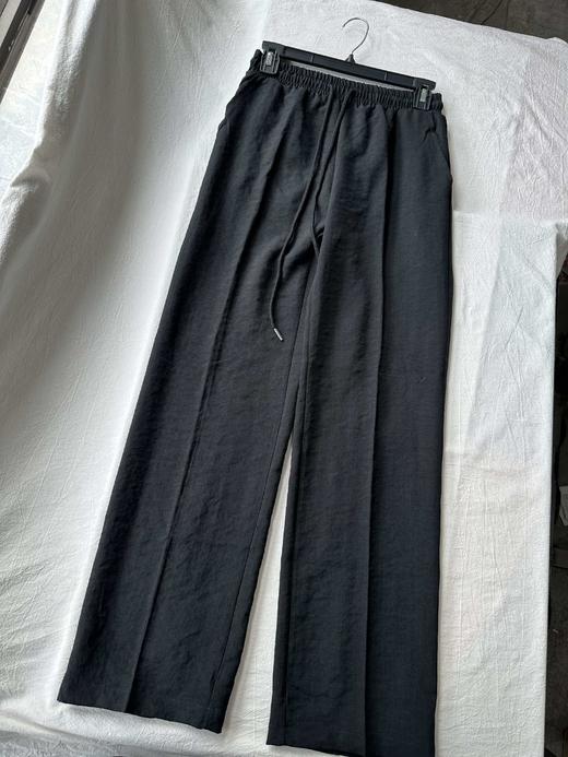 贝壳三 亚麻混纺松紧腰抽绳休闲裤高腰宽松透气直筒阔腿裤C052727 商品图14