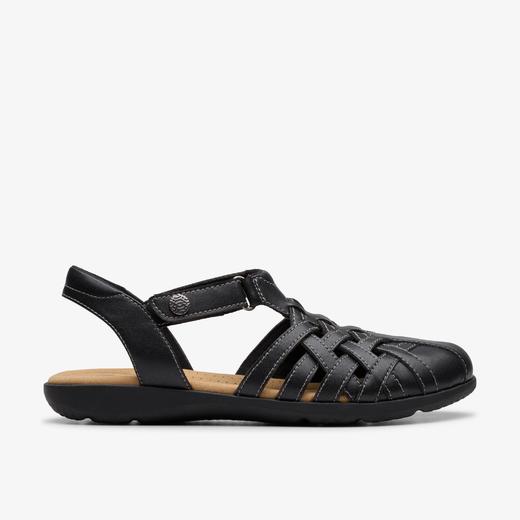 好折！Clarks女款交织皮凉鞋 只有黑色了￥635直邮到手 商品图1