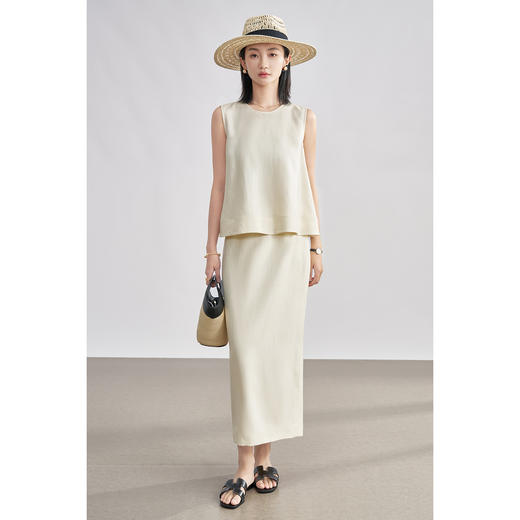 天丝亚麻套装 米思阳2025夏季新款通勤气质休闲风显瘦上衣半身裙两件套女1508 商品图3