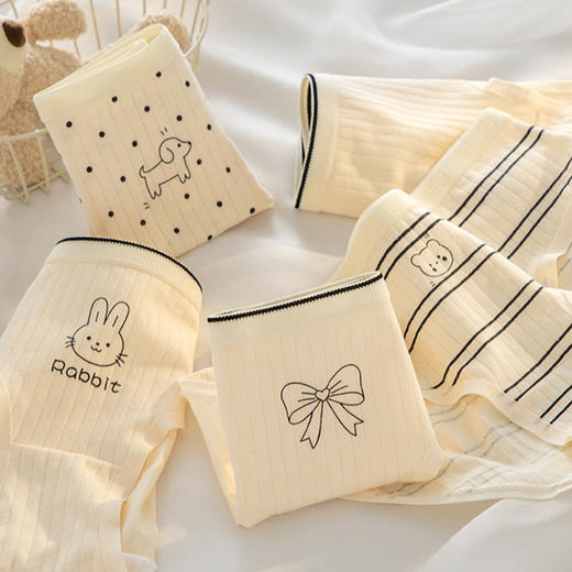 【YW】无忧购35元5条 条纹卡通女士内裤纯棉A类婴儿棉少女7A抗菌裆三角裤Z-79（截单3-5天发货) 商品图1