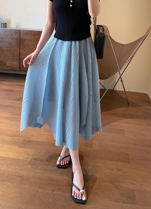 设计感显瘦优雅三宅压褶花瓣不规则半裙 商品图12