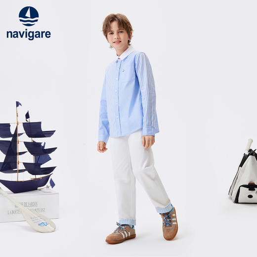 【清仓特惠】【纳维凯尔】【120-165】Navigare小帆船男童春秋款休闲衬衫 商品图2