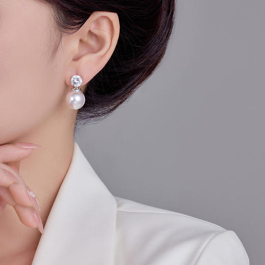 雀说银针气质复古港风简约珍珠耳钉ins轻奢锆石甜美小众时尚耳环法式AL0922 商品图3