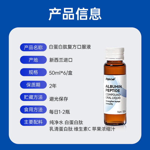 【买2盒送1盒 正品】rejulab白蛋白肽复方口服液增强免疫力50ml*6瓶/盒【诺康】 商品图4