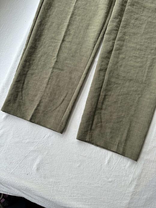 贝壳三 亚麻混纺松紧腰抽绳休闲裤高腰宽松透气直筒阔腿裤C052727 商品图10