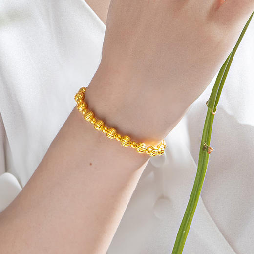 足金南瓜珠手链 简约好搭长期主义黄金手链金珠手串【按克计价黄金1】MEMORA诗普琳GB309001 商品图2