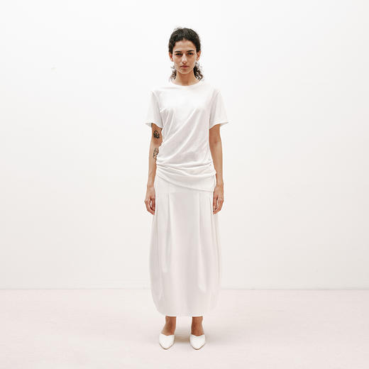 NUTH白色空气感花苞裙茧型显瘦中长款半身裙女 商品图1