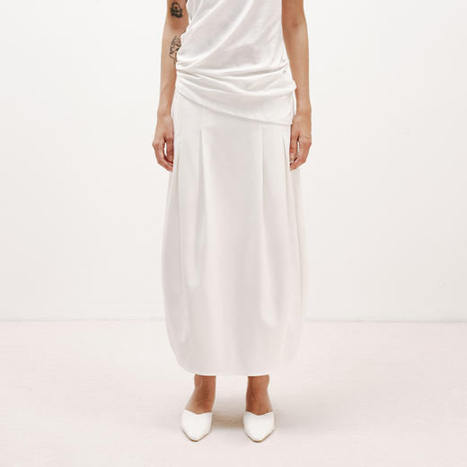 NUTH白色空气感花苞裙茧型显瘦中长款半身裙女 商品图5