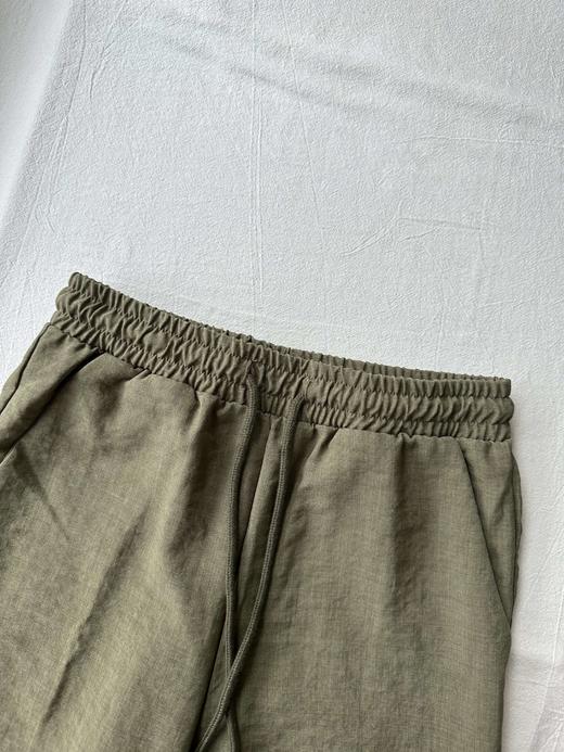 贝壳三 亚麻混纺松紧腰抽绳休闲裤高腰宽松透气直筒阔腿裤C052727 商品图6