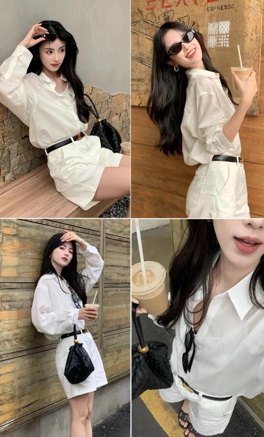 【韩国代工订单高货！】✨百搭神裤 !买就送腰带!上身零束缚 ! 「高腰阔腿通勤配腰带五分裤」 商品图7