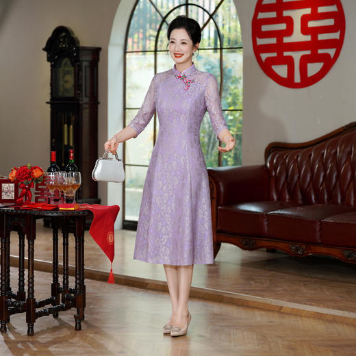 HYX-25-268夏季新款高级感旗袍连衣裙婚礼国潮婚宴装结婚气质短袖 商品图2