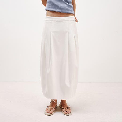 NUTH白色空气感花苞裙茧型显瘦中长款半身裙女 商品图4