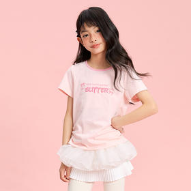 笛莎Deesha 童装女童T恤女童夏季撞色收腰图案T恤