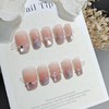 【法式闪粉】穿戴甲10片S187织梦蝴蝶短梯气质显白法式闪粉腮红甲手工假指甲片。ry 商品缩略图1