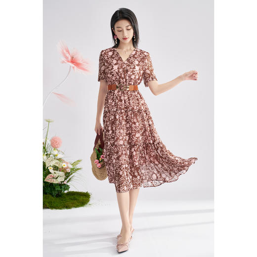 温柔风碎花连衣裙印花中长款飘逸裙子女2478 商品图4