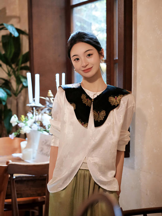 盛唐婧 |黑金蝴蝶云肩 商品图0