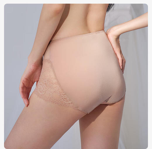 【3F】安莉芳蕾丝通透性感高腰平角裤舒适透气女士内裤E300977 商品图2