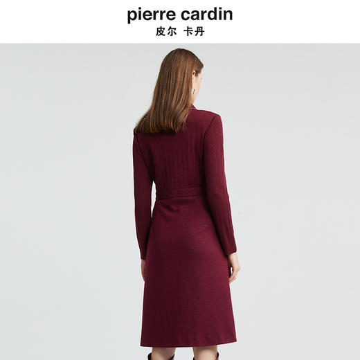 [皮尔卡丹女装]春季新款红色圆领连衣裙含羊毛一步裙 商品图2