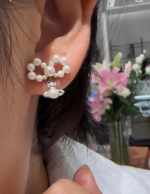 西太后 绝美珍珠蝴蝶结土星耳钉！（XJ） 商品图7