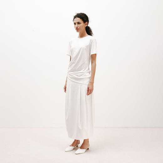 NUTH白色松弛感棉麻堆叠感宽松短袖T恤女 商品图4