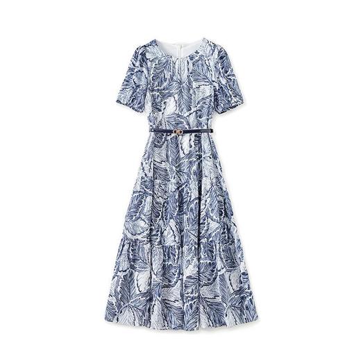 「高货wl」全新升级【铂金会员312/天猫419/差价107】(94733)洛诗琳优雅端庄印花连衣裙2025夏季新款气质圆领收腰A字裙wl 商品图4