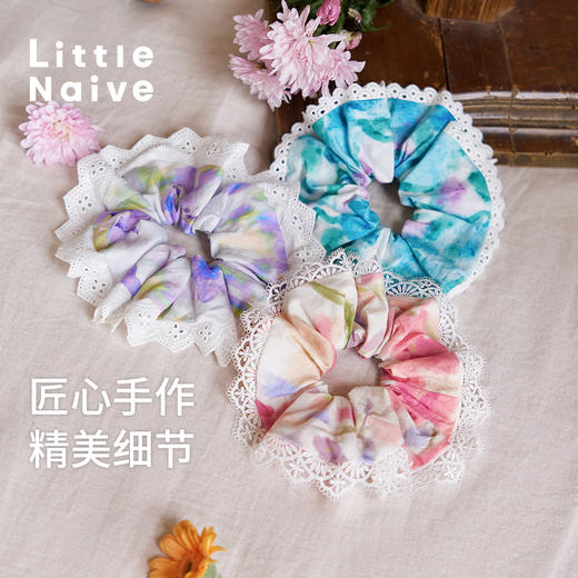Little Naive女童头花夏季新款小女孩法式碎花头绳儿童大肠发圈 商品图2