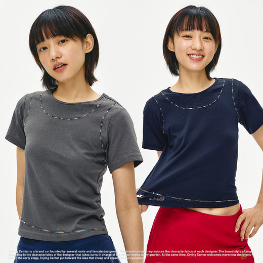 CryingCenter 彩线雪花纱正肩修身短袖tee 哭喊中心 商品图0