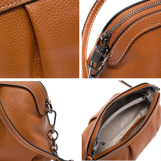 【预售3天】2025新款简约休闲单肩包时尚软皮褶皱斜挎包手机包ZH290 商品图2