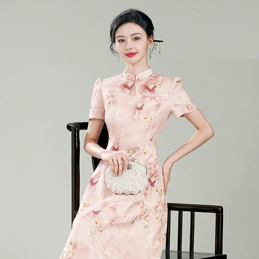 XGT-Q25018书蝶2025春夏装新款改良新中式国风伴娘服气质旗袍连衣裙 商品图2