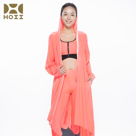 HOII/后益 长版连帽造型拉链外套-红色 商品图1