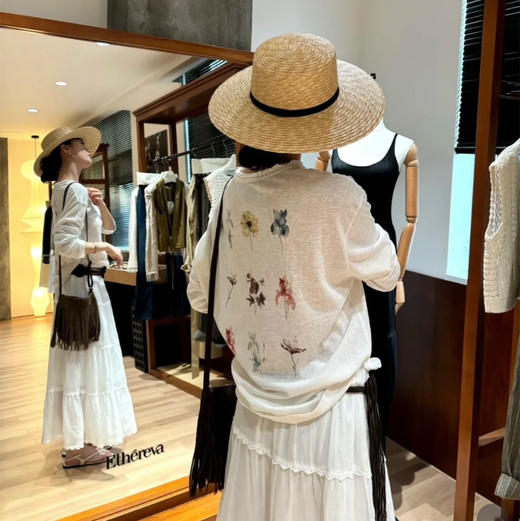 花朵白色防晒衫T恤05191 商品图0