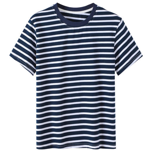 雀说短袖T恤女纯棉夏季韩版宽松大码条纹圆领上衣服AL9847 商品图4