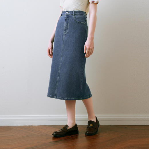 【商场同款】诗凡黎醋酸牛仔半身裙25夏新款高腰包臀裙3G4240571 商品图0