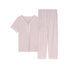 【3F】安莉芳丝光棉小v圆领短袖女士家居服套装EL00719 藕色LAV XL 商品缩略图3