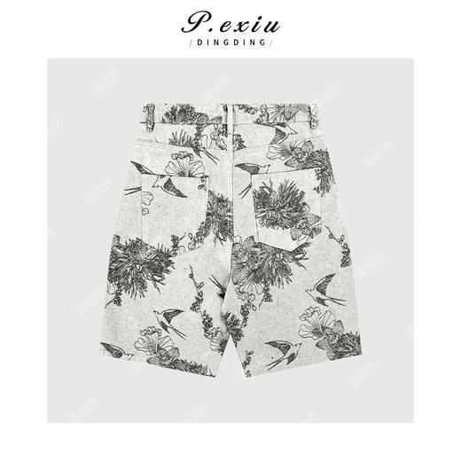 03-4潘依绣丁丁宠粉人丝设计感重工提花抽绳牛仔短裤 D6879 商品图2