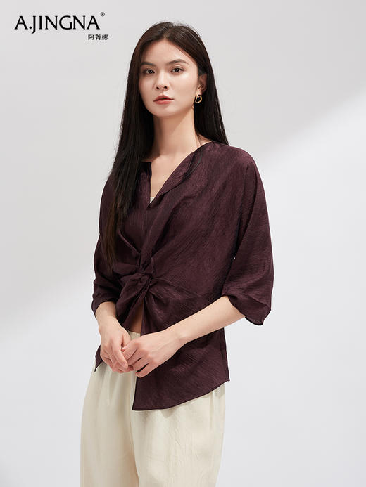 【夏日同频】阿菁娜流光感醋酸时尚优雅小衫F30X202020 商品图2