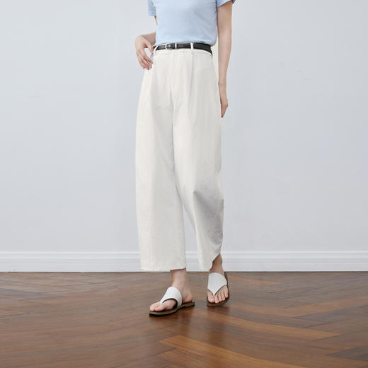 【严选】诗凡黎休闲裤老爹裤型水桶裤2025夏季新款宽松舒适气球裤九分裤女7G6350771 商品图0