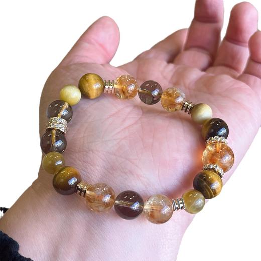 【大金霸】六鑫珠宝 天然黄塔晶虎眼石茶水晶手串 商品图4