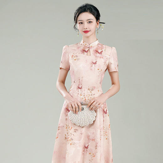 XGT-Q25018书蝶2025春夏装新款改良新中式国风伴娘服气质旗袍连衣裙 商品图1