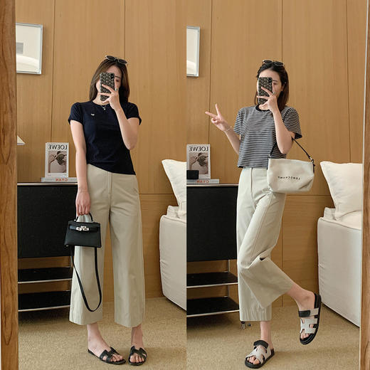 高知裤！2025新款筋骨感十足侧缝拼接九分直筒裤夏季显瘦休闲裤！ 商品图1