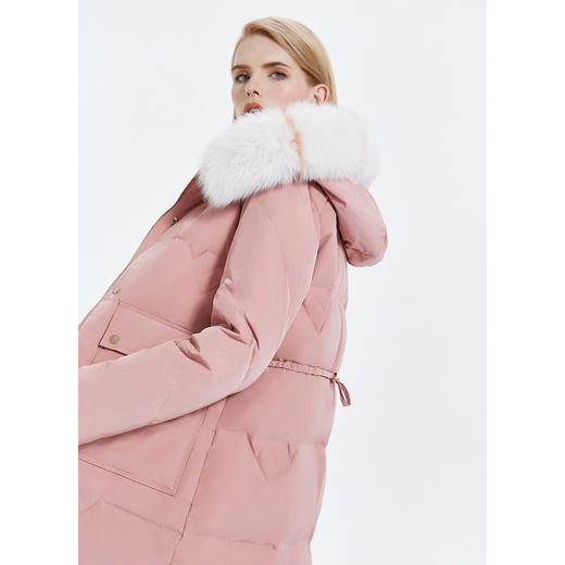 6912701330871 FIVE PLUS冬装拼色狐狸毛领长款羽绒服女收腰连帽外套 商品图2