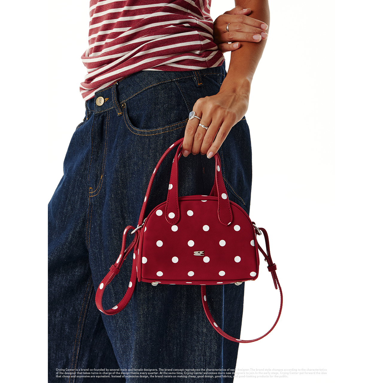 CryingCenter 三色波点波士顿单肩手提斜挎包  哭喊中心