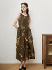 【无袖拼接真丝连衣裙】25年夏季新品100%桑蚕丝印花圆领无袖中长款裙子 商品缩略图1