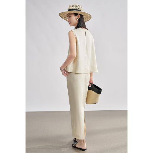 天丝亚麻套装 米思阳2025夏季新款通勤气质休闲风显瘦上衣半身裙两件套女1508 商品图4