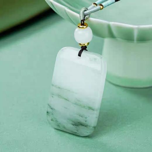 👏浅青缥碧｜属于这个夏天的新中式项链【慕系MUXI 天山翠山水无事牌】🌸翡里翡气天山翠 🔺无无、事事、无谓事之好事 🔺很实厚的料子，远如山黛青烟袅袅 商品图3