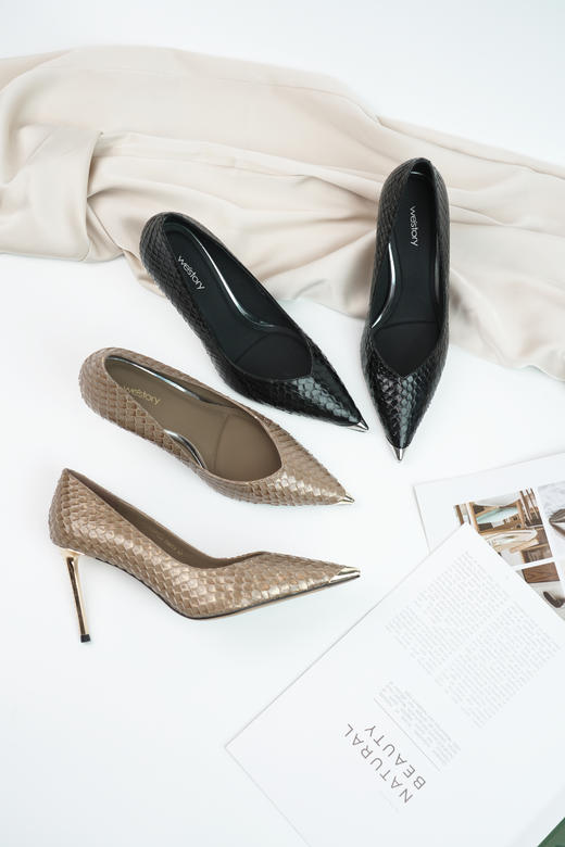 Westory2025年春季包铁头尖头高跟通勤浅口单鞋W25AE58671 商品图5