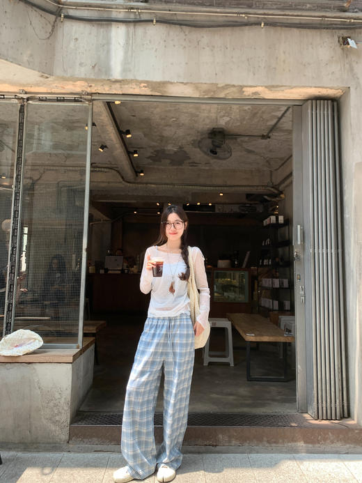 <曾小咸推荐>  韩系蓝色吊带背心白色长袖防晒衫2件套 商品图7