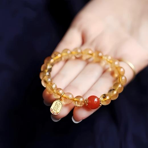 【丹辉·黄水晶红玛瑙手串】黄水晶手串女设计款 配饰红玛瑙简约女黄水晶手链 商品图3