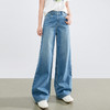 熙世界浅蓝窄版阔腿牛仔裤夏季薄款百搭显高显瘦宽松直筒长裤子 商品缩略图3